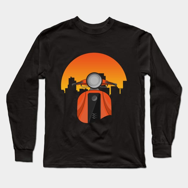 Cool Moped with Cityview Long Sleeve T-Shirt by Markus Schnabel